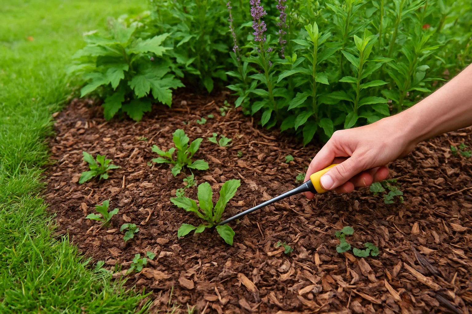 Onkruid rondom beplanting